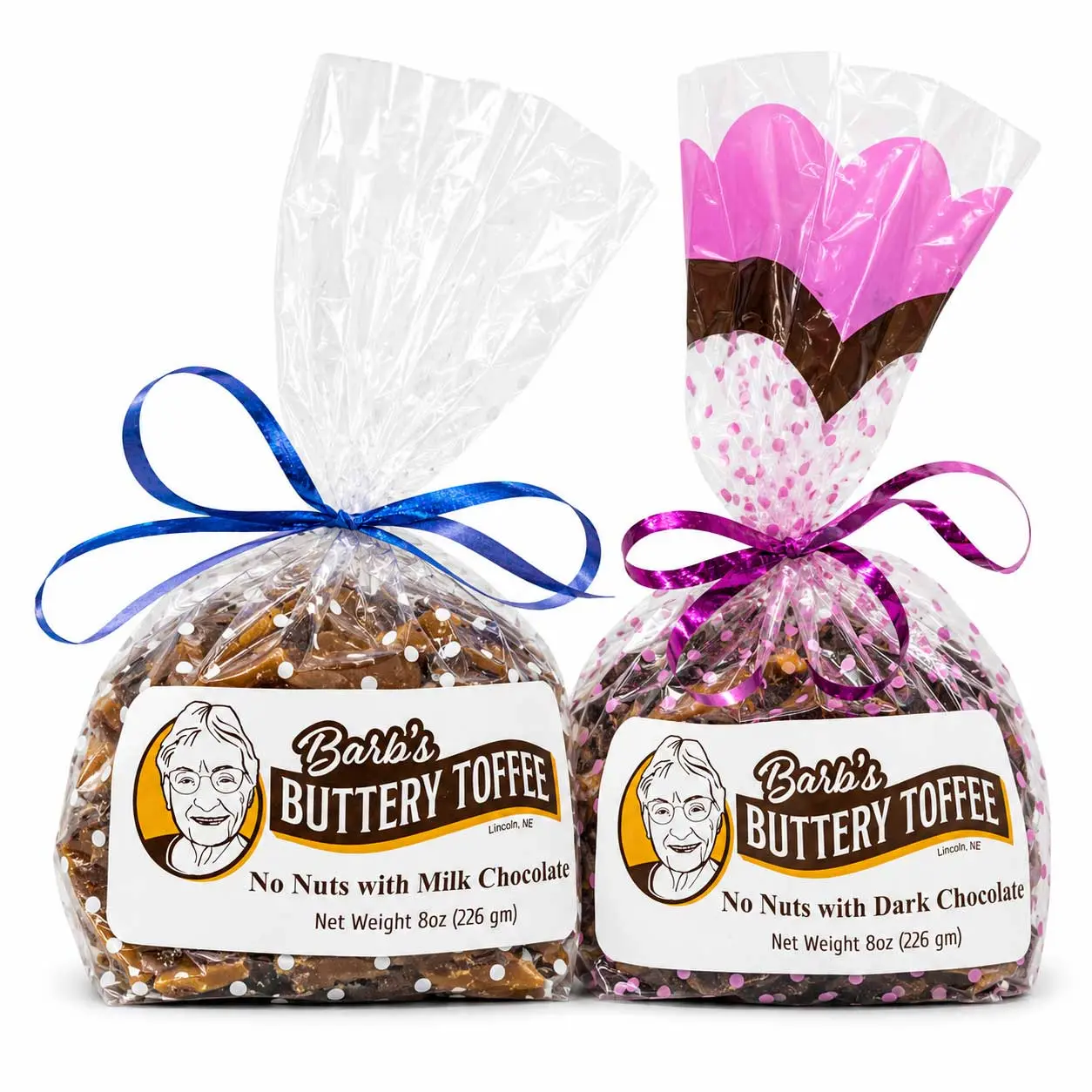 IN-STORE PICKUP ONLY | Homemade No Nut Toffee Bundle | 8 oz | Milk and Dark Chocolate | Barb's Buttery Toffee