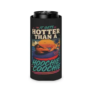 Hotter Than A Hoochie Coochie Slim Can Cooler, Funny Country Music Koozie, Retro Summer Drink Sleeve, Lake Life Beverage Holder, Country Fan Gift
