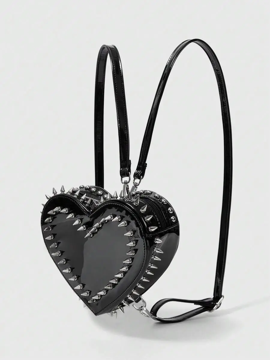 Grunge Punk Cute Punk Street Preppy Y2K Style Rivet Backpack for Women, School Backpack