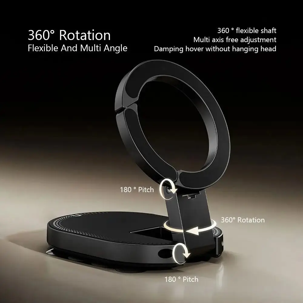 Strong Magnetic Phone Stand with Suction Cup, Stable and Non-Slip, Foldable and Portable, Compatible with All Smartphones