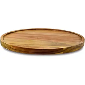 Natural Acacia Wood Lazy Susan - 10-Inch Rotating Kitchen Turntable for Spice Rack, Cabinet, Pantry & Tabletop Organization Coasters Tableware