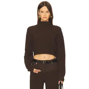 SEROYA Carmen Mid Cropped Sweater in Slate Brown