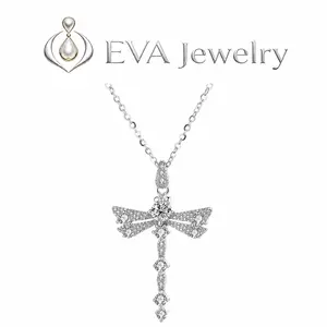 [EVA Jewelry]Dragonfly Necklace 925 Sterling Silver Synthetic Moissanite Necklace
