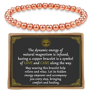 Copper Bracelet for Women, 6MM Copper Balance Healing Energy  Jewelry as Gifts for Mom, Arthritis Relief & Health Jewelry Gifts for Her Him Pulsera De Cobre para Mujer as Christmas Gifts