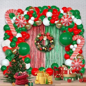 153pcs Christmas Balloon Garland Arch Kit Christmas Party Balloons Christmas Balloons Decorations Purple Red Green Fringe Curtain Christmas Birthday Baby Shower Party Balloons Supplies