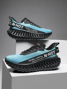 Men's Thick Sole Outdoor Athletic Running Shoes, Casual Striped Hiking Sneakers, Comfortable PU Leather, All Seasons, Unique Design