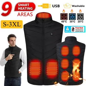 Men's Heated vest, 9-Heat Zone Smart Electric Heated Vest, USB Chargeable, Three Gear Temperature Control, Machine Washable, Constant Temperature, Winter Warmth for Outdoor Activities, Casual & Formal Wear(Battery Pack Not Included)