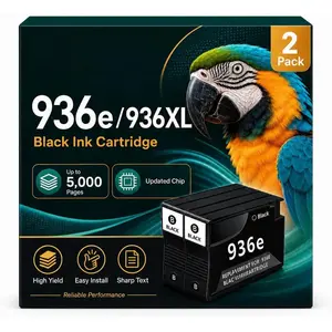 936XL 936e Black Ink Cartridges Combo Pack with Chip, Replacement for  936 936e Ink, Work with OfficeJet Pro 9135e 9128e 9730e 9120 9110b 9122e 9130b Printers (2Black)