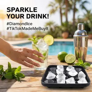 Luxury Diamond Ice Mold – Elegant 3D Jewel Ice Cube Maker with Funnel – Aesthetic Drink Decor for Whiskey, Cocktails & Champagne – Unique Housewarming Gift for Her – Food-Grade Silicone Floral Tray – Easy Release & BPA Free