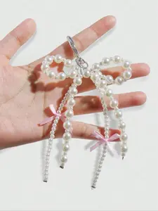 Cute Faux Pearl Decorated Bowknot Design Keychain, Fashionable Keychain for Women & Girls, Trendy All-match & Exquisite Keychain for Birthday Gift, Cute Charms Keychain
