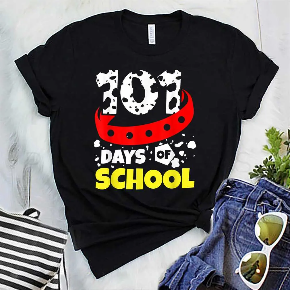 101 School Days T-Shirt Dalmatian Dog 100Th Sayings Gift T-Shirt