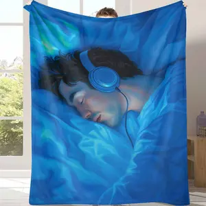 Dreaming Flannel Blanket, Serene Sleepscape Print, UltraSoft, Warm, Lightweight, Breathable, Cozy for Relaxation, Meditation, Sleep Sanctuary, Quiet Time, Calming Ambiance, Stress Relief, Personal Retreat, Thoughtful Gift.