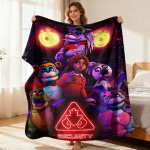 Five Nights at Freddy's Security Breach Throw Blanket, Glamrock Animatronics Themed Cozy Blanket, Soft Fluffy Lightweight Blanket for Fans, Anti-Pilling Washable Decorative Blanket