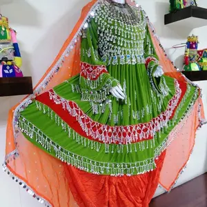 Pistachio Afghani outfit with orange