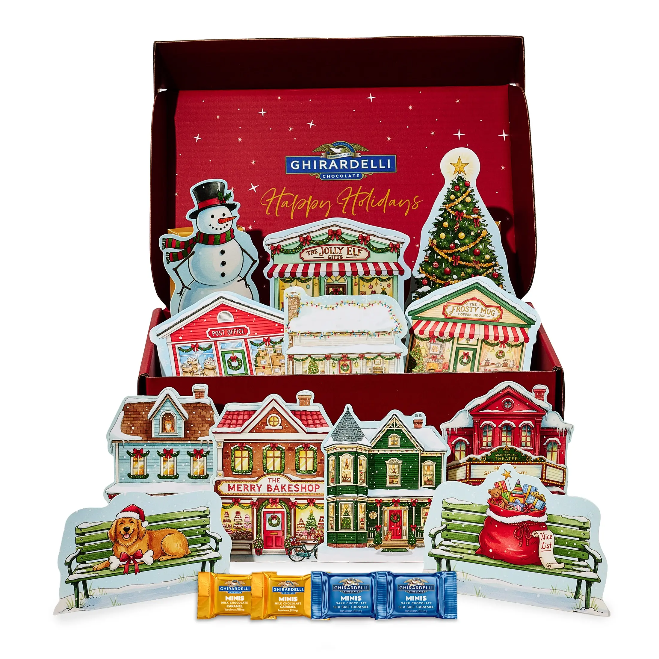 Ghirardelli Holiday Village Gift Set, 24 Gourmet Chocolate Squares