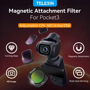 【Camera Not Included】TELESIN Magnetic ND & CPL Filter Kit for DJI Pocket 3 – 4- Xtra-Pack:ND16/64/256 + CPL & CPL + ND16 + Black Diffusion 1/4 – HD Glass,Perfect Fit for Creator Combo，Gimbal Safe, Ideal for Vlog & Action