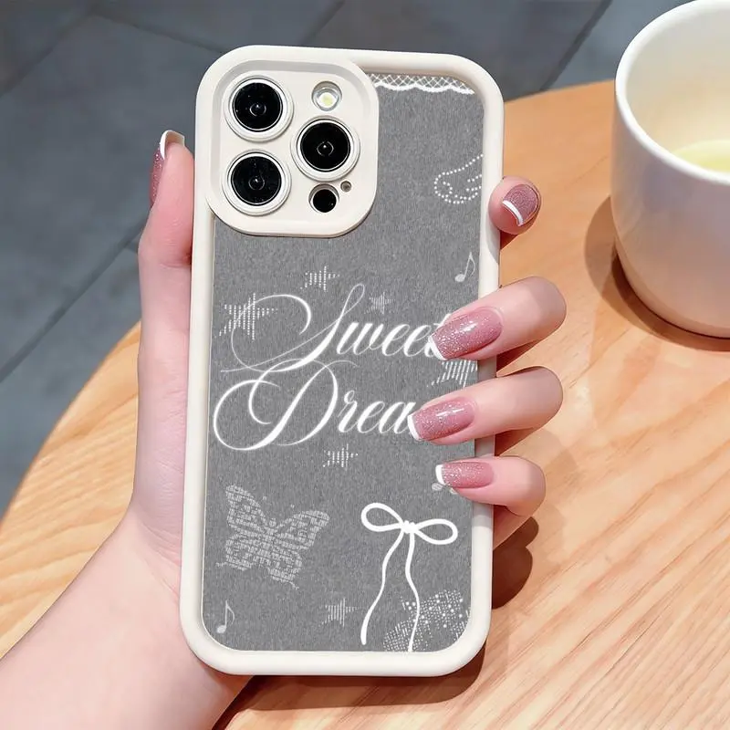 Lace bow pattern phone case. Compatible with iPhone 17 Pro Max/16 Pro Max/15 Plus/14/13/12/11, TPU soft case. Compatible with Galaxy S26 Ultra/S25 Plus/S24/S23, Dopamine color. Compatible with Galaxy A54/A53/A33/A15.