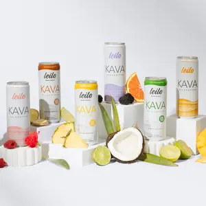 Leilo Calming Kava Drink - 6-Can Sampler Pack - Non-Alcoholic Mocktail Beverage for Relaxation - Adaptogenic Tonic w/ Kava + L-Theanine (12oz) Lemon