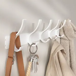 Coat Rack Wall Mount, Coat Hook Wall Mount, Wall Hooks for , Hat Rack for Walls, Coats Hanger with 12 Hook, Towel Hooks for Bathrooms (2 Pack, White)