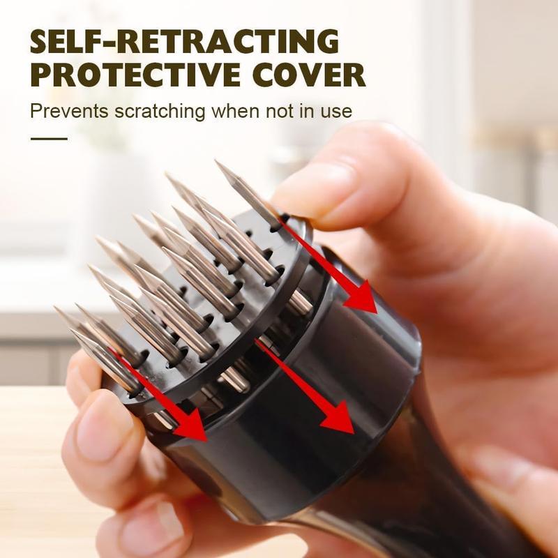 Stainless Steel Meat Tenderizer, 2025 New Meat Tenderizer Tool, Meat Tenderizer with Stainless Steel Ultra Sharp Needle Blades, for Tenderizing Beef Chicken Steak Veal Pork (Black)