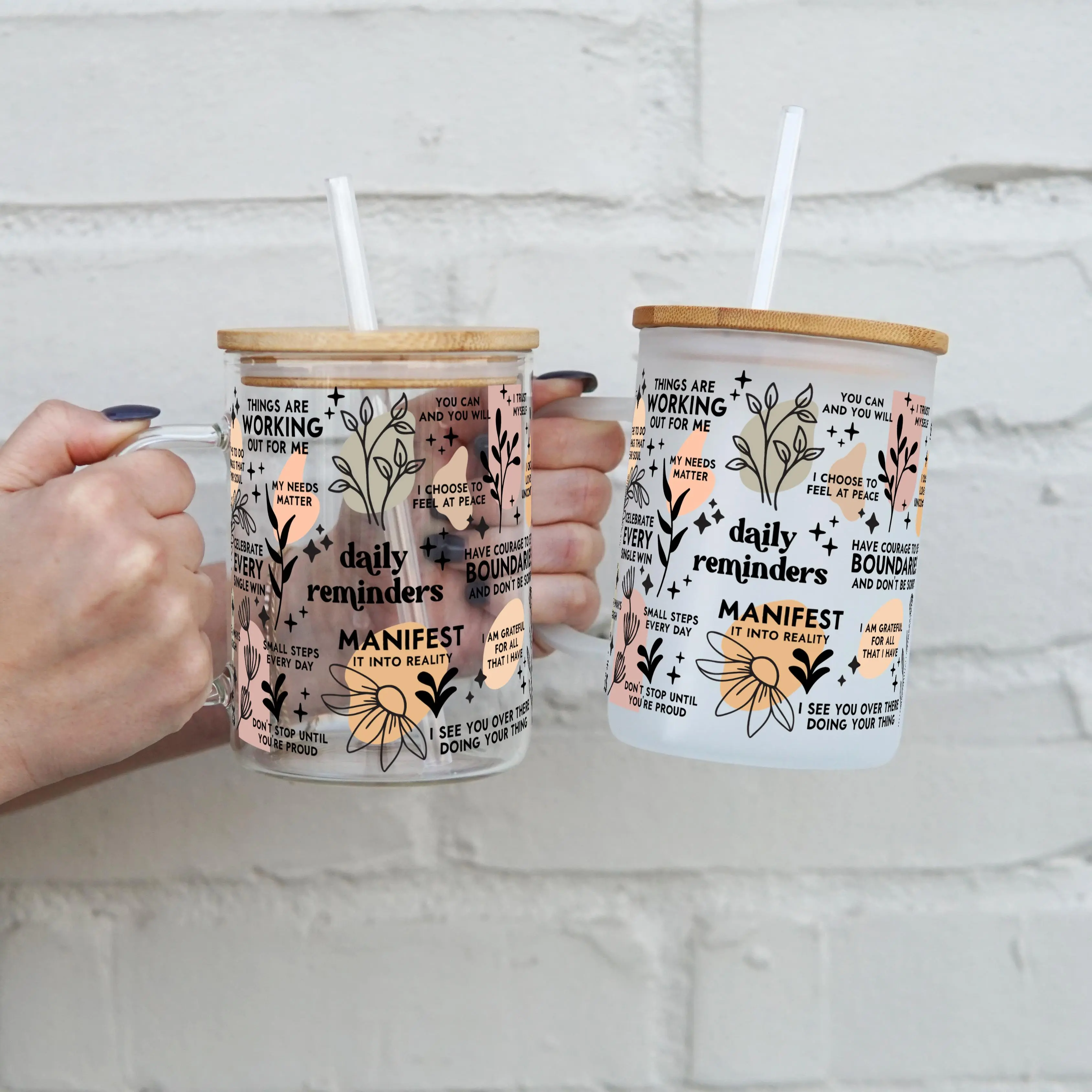 Clear Mug with Lid and Straw