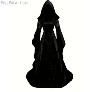 PeakPulse Gear Black A-Line Corset Renaissance Costume with Bell Sleeves for Halloween Clothes Womenswear All Seasons Plain Fit Basic Minimalist Elegant Statement