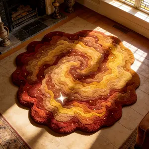 Creative Flame Color Starry Sky Pattern Irregular Decorative Carpet, Modern Minimalist Foldable Plush Rug Soft Area Rug for Living Room Bedroom Super Soft Rug