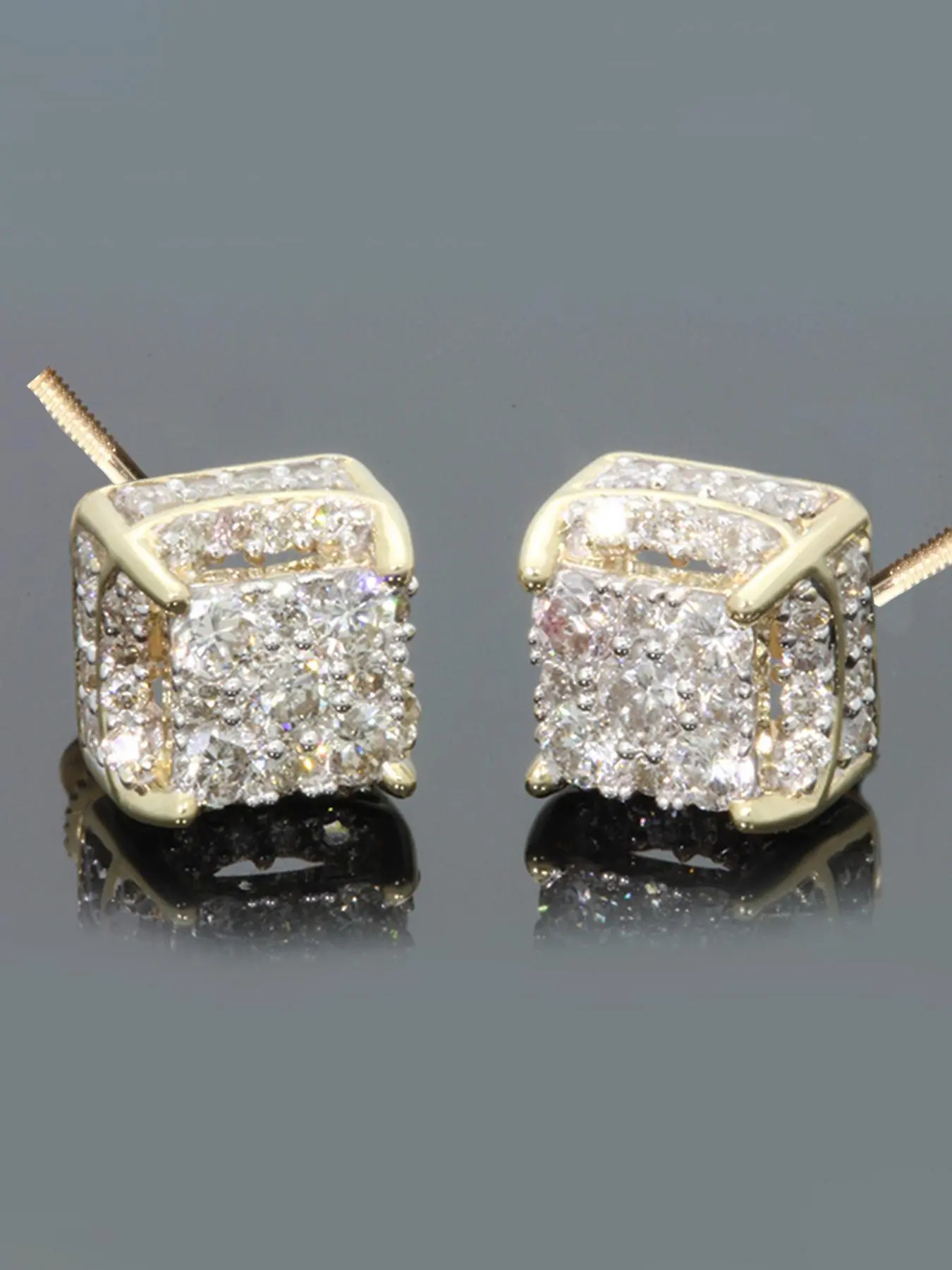 Square Shaped Rhinestones Decorated Earrings, Ear Studs, Fashionable Jewelry for Women & Men, Sparkling Ear Jewelry, Trendy All-match & Exquisite Jewelry for Birthday Gift