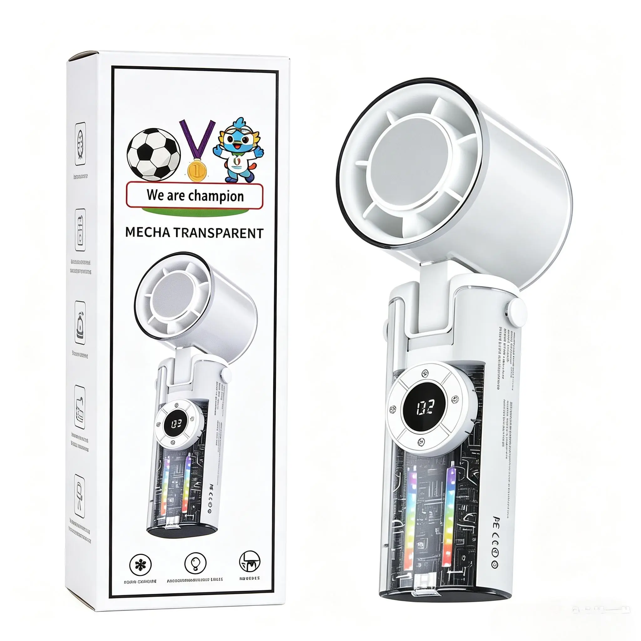 2026 Turbo Cordless Rechargeable Handheld Fan - 199-Speed Stepless Adjustment, Digital LED Display, 3600mAh Battery (4H Runtime), Semiconductor Refrigeration, 5-in-1 Compact Cooling Fan (Neck/Hand/Desk Use) for Travel, Summervibes Stay Cool Home Appliance