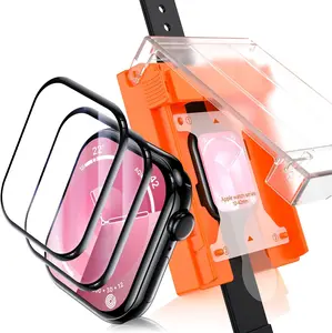 Dr.Glee Apple Watch Ceramic Screen Protector 2 Pack Easy Install Smooth Touch Anti Shock HD Clear Full Coverage for 10 9 8 7 6 5 4 SE Ultra