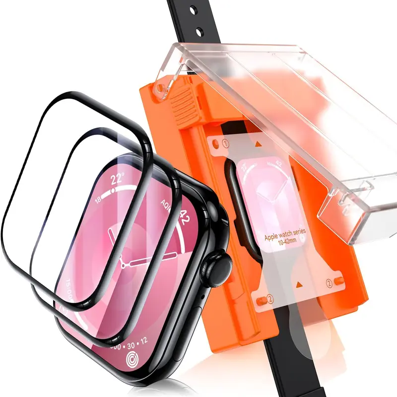 Dr.Glee Ceramic Plastic Protective Shield 2-Pack - Smartwatch Accessories, 3rd Gen+, Beginner-Easy Tool, Anti-Shock, HD Clear, Full Coverage, Smooth Touch for 40mm SE/6/5/4 Series, 41mm 9/8/7 Series, 10/Ultra Wearable Tech