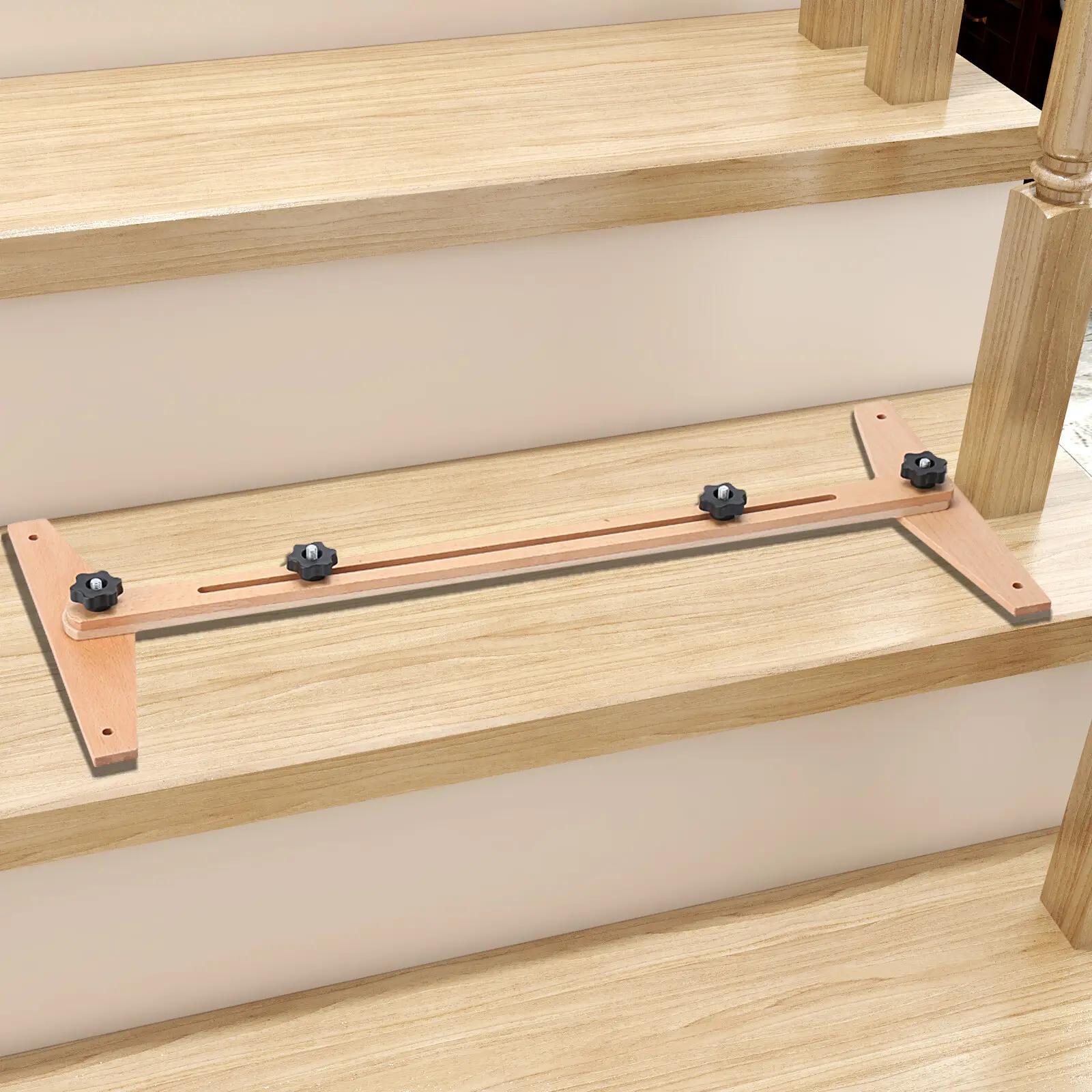 High Quality 30-49'' Stair Tread Template Tool with 4 Safety Knobs, Stair Tread Risers Jig, Locking Gauge Ruler for Hardware Projects