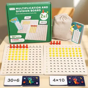 Montessori Math Toy Set, Multiplication & Division Board Stem Learning Tool, Includes Counting Balls, Game Boards, Question Cards, Storage Bag