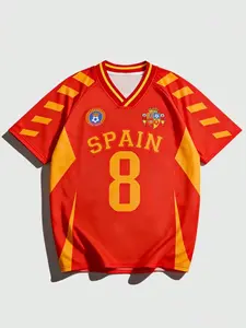 Men's Retro Football Jersey, Spanish Style Soccer Shirt, Classic Stripes, Fan-Designed, Casual Streetwear Football Top