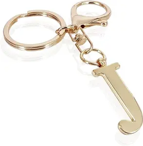 Gold Letter J-R Keychain for Women Men Purse Handbags Metal Alphabet Initial Letter Key Ring Novelty-keychain