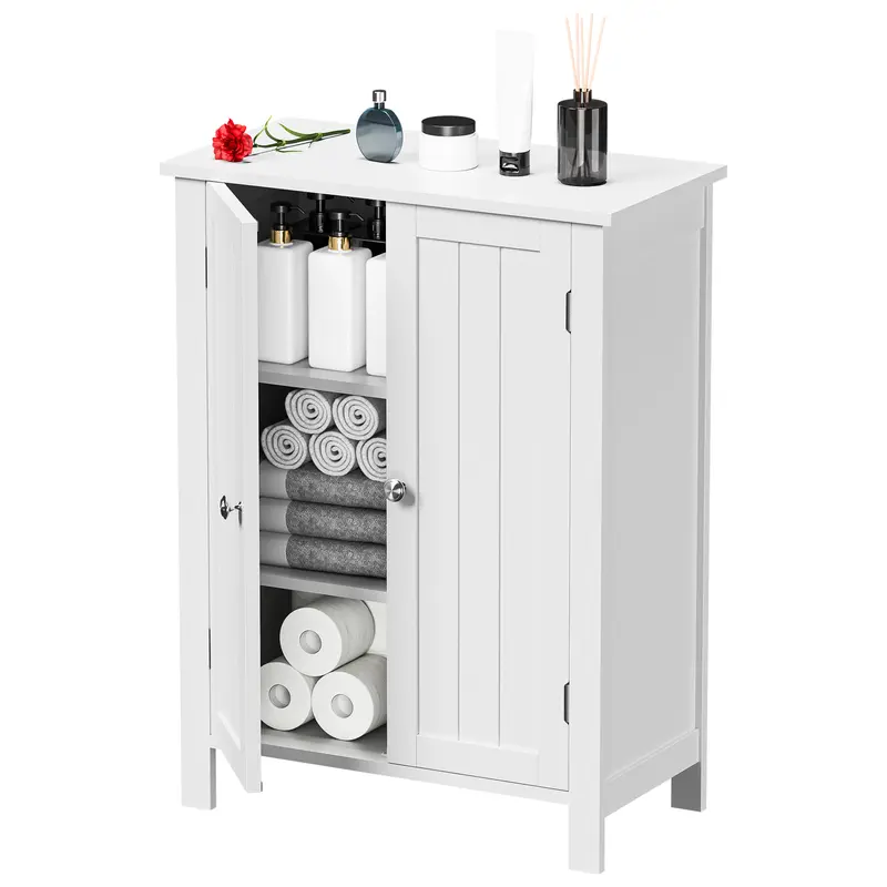 Segawe Freestanding Rectangular Double-Door Moistureproof Bathroom Storage Cabinet - Adjustable Shelf Height, Wood Style Hallway Unit, Freestanding Chest, Home Decor Apartment Box Furniture, Hallway Storage Cabinet