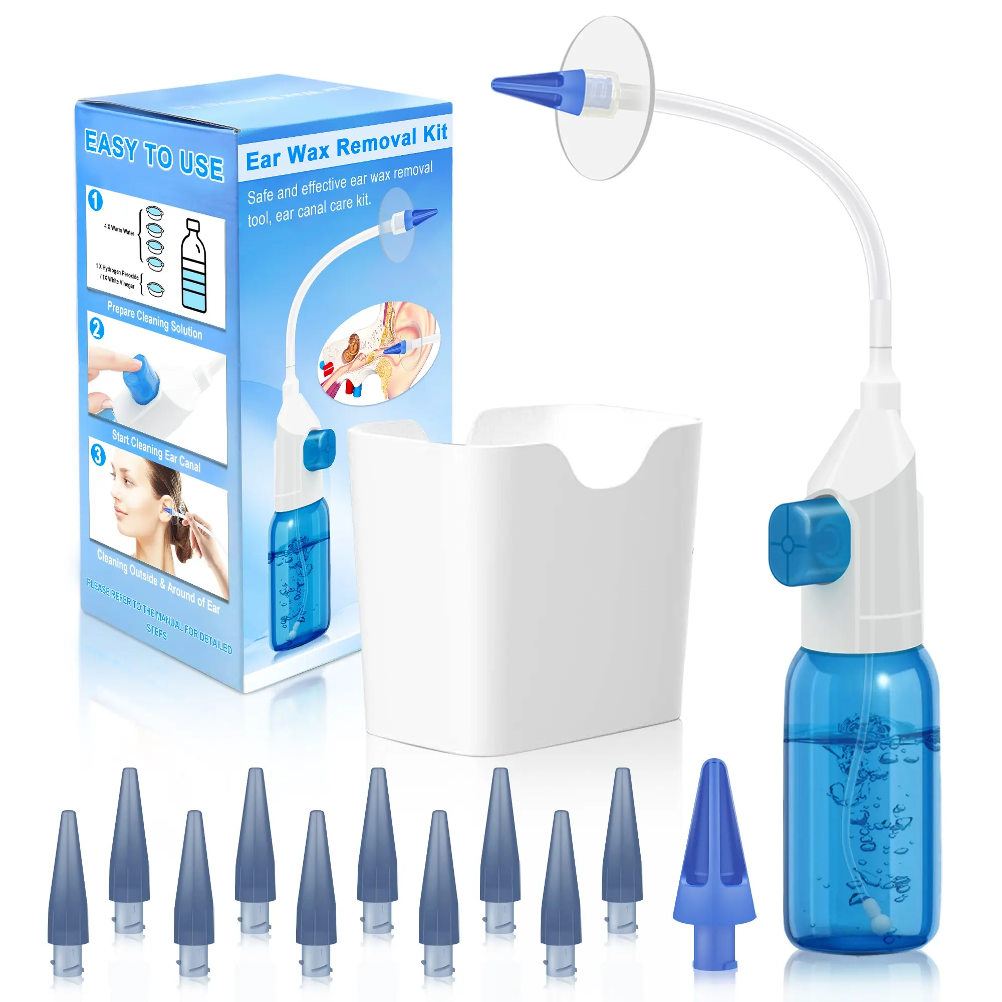 Ear Flushing Machine Ear Wax Removal Kit, Ear Cleaning Agent, Manual Ear Irrigation System ...