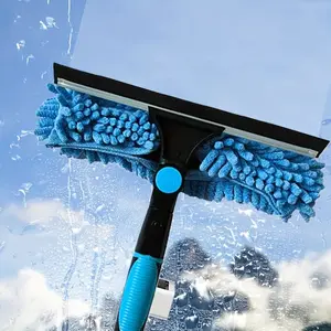 2-in-1 Heavy-Duty Window Cleaning System with Reusable Microfiber Pads & Squeegee/Scraper, 10 Extendable Rods - 2-in-1 Telescopic Window Washer Kit, No Power Required, Machine Washable Suitable for Skyscrapers, Balconies, High-Rise Buildings