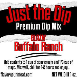 Blazn' Buffalo Ranch Dip Sour Cream - Single Serving Premium Dip Mix for Parties & Toppings - No Preservatives - 1 oz