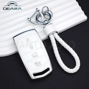 For HYUNDAI 2020 Genesis G70 G80 EQ900 G90 4 Bottons TPU Car Smart Key Case Cover Auto Key Fob S Protector Accessories