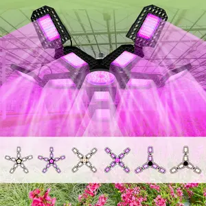 528Leds E27 LED Full Spectrum Deformable Plant Light, Growing Led, AC100-277V with 6/8/10 Adjustable Panels UV/IR Indoor Greenhouse Tent Hydroponic Growth Box Cultivation Lighting Red Blue Sunlight Veg Fruit Flower Seeding Planting Fill Lamp