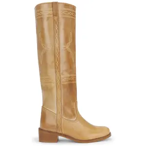 Dico Copenhagen Ann Gaucho With Western Stitching Boot in Light Tan Escovado