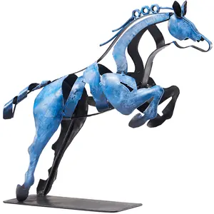 SunBlogs Art Metal Horse Statue, Western Home Decor Rustic Metal Art Horse Sculpture, Horse Decorations, Gifts for Horse Lovers