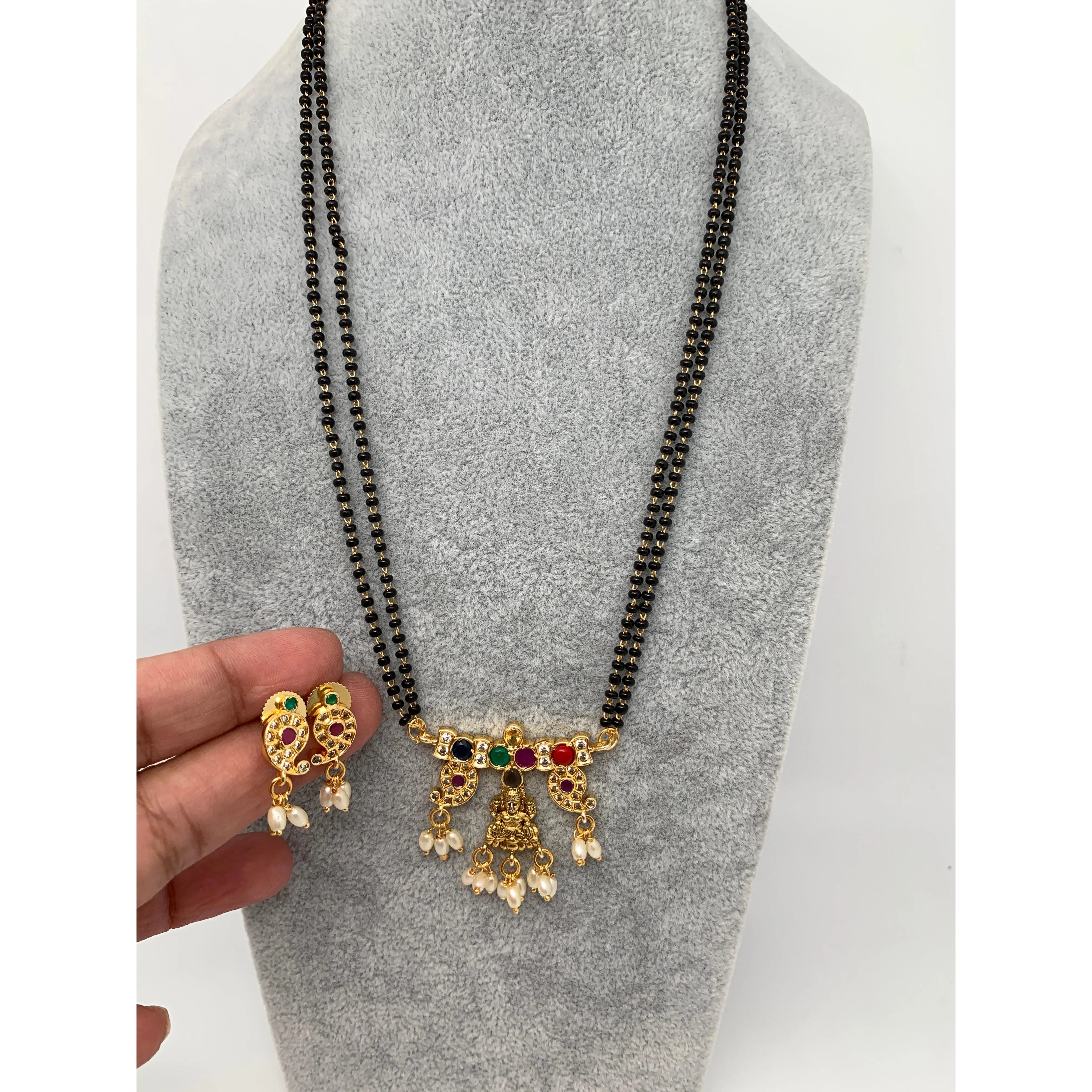 Goddess Lakshmi with Navratan Stone Mangalsutra