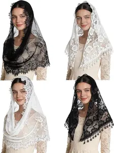 4 Pcs Catholic Church Mantilla Veils Christian Head Covering Lace Veil Wedding Veil for Bridal Women