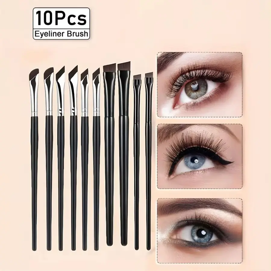 10pcs Ultra-Fine Eye Brush Set, Brush Kit, Eye Makeup Brushes, Includes Angled Eyeliner Brush, Eyebrow Brush, Angled Eyeliner Pencil Brush, Pointed Eyeliner Brush, Eye Brushes For Makeup