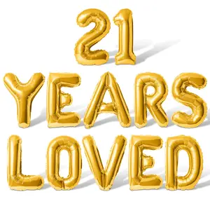 Letter Balloons - 21 YEARS LOVED 16" Inch Alphabet Letters Foil Mylar Balloon 21st Birthday Party Banner