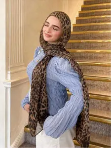 Women's Leopard Print Bali Silk Long Scarf, Sunscreen Multi-Color Scarf, Elegant Versatile Shawl, Breathable Soft Comfort Gift Essential, Versatile Use, Tignon Scarf