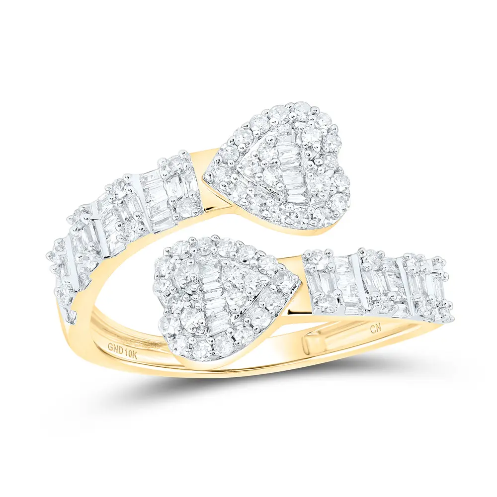 5/8 Ctw-Dia Cn Heart Cuff Ladies Ring (2.67 grams)