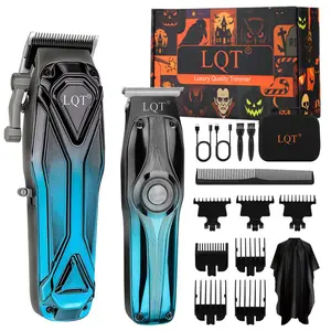 LQT Hair Clippers for Men Professional Barber Set, Cordless Hair Trimmer Kit with Guide Combs, USB Rechargeable Haircut Grooming Kit for Beard & Hair, Gradient Blue